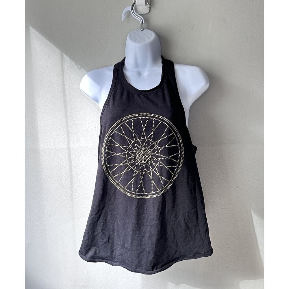 NWT Women's SOULCYCLE / NIKE, Gold Stone Wheel High-Neck Tank, Size XS. $64